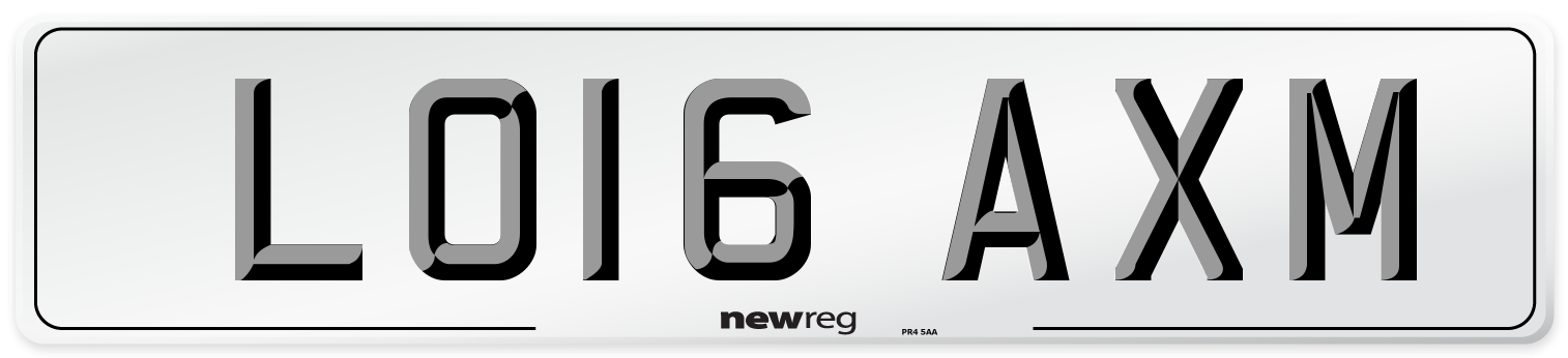 LO16 AXM Number Plate from New Reg
